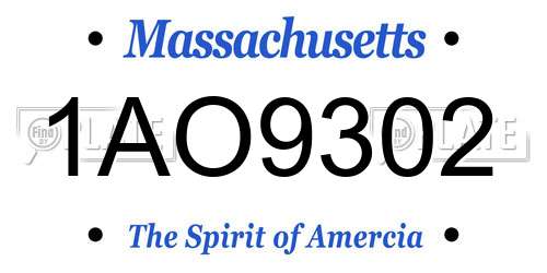 1AO9302 Massachusetts License Plate