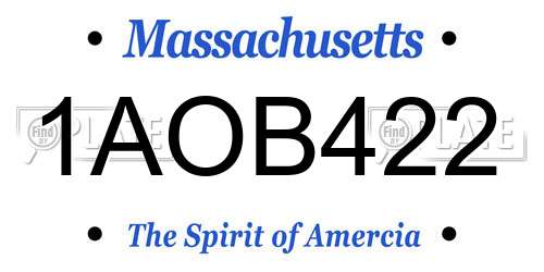 1AOB422 Massachusetts License Plate