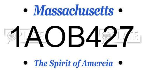 1AOB427 Massachusetts License Plate