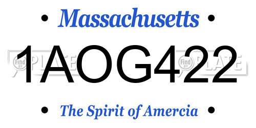 1AOG422 Massachusetts License Plate