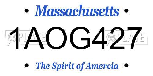 1AOG427 Massachusetts License Plate