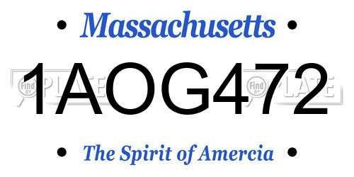 1AOG472 Massachusetts License Plate