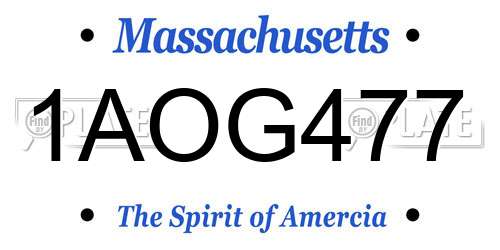 1AOG477 Massachusetts License Plate