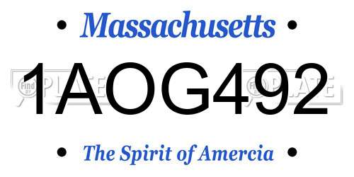 1AOG492 Massachusetts License Plate