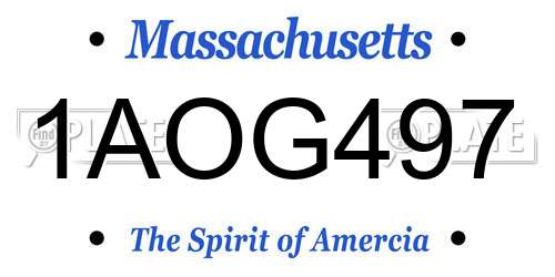 1AOG497 Massachusetts License Plate