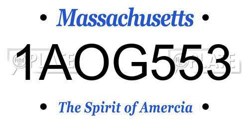 1AOG553 Massachusetts License Plate