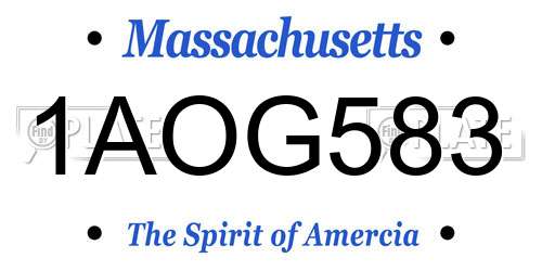 1AOG583 Massachusetts License Plate