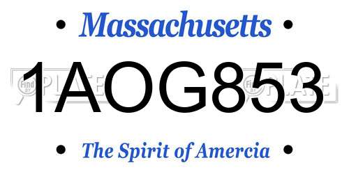 1AOG853 Massachusetts License Plate