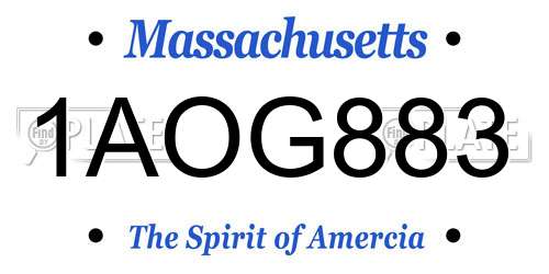 1AOG883 Massachusetts License Plate