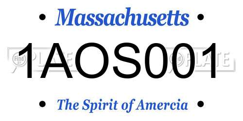 1AOS001 Massachusetts License Plate