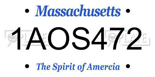 1AOS472 Massachusetts License Plate
