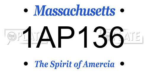 1AP136 Massachusetts License Plate