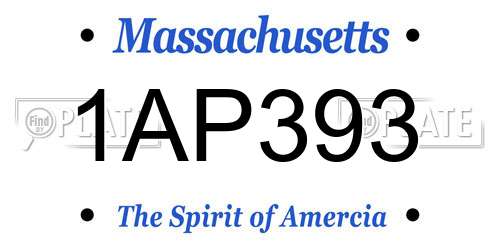 1AP393 Massachusetts License Plate