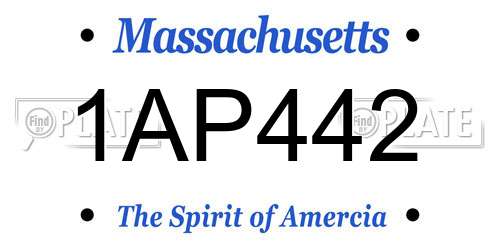 1AP442 Massachusetts License Plate
