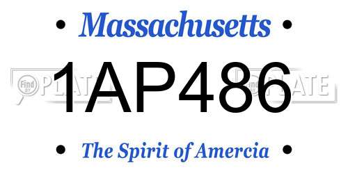 1AP486 Massachusetts License Plate