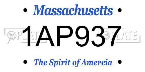 1AP937 Massachusetts License Plate