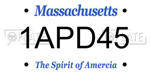 1APD45 Massachusetts License Plate