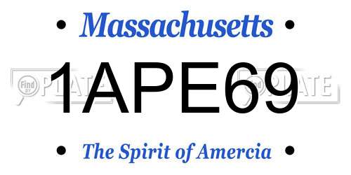 1APE69 Massachusetts License Plate