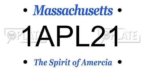 1APL21 Massachusetts License Plate