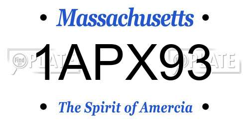 1APX93 Massachusetts License Plate