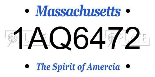 1AQ6472 Massachusetts License Plate
