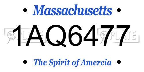 1AQ6477 Massachusetts License Plate
