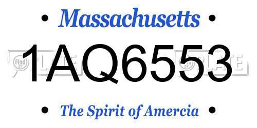 1AQ6553 Massachusetts License Plate