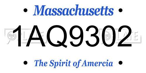 1AQ9302 Massachusetts License Plate