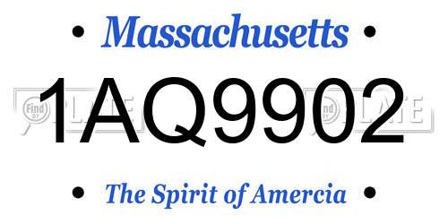 1AQ9902 Massachusetts License Plate