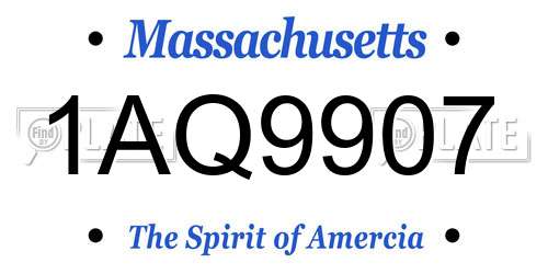 1AQ9907 Massachusetts License Plate