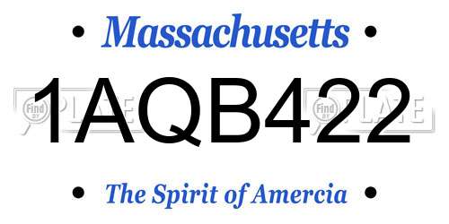 1AQB422 Massachusetts License Plate