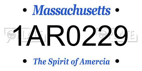 1AR0229 Massachusetts License Plate