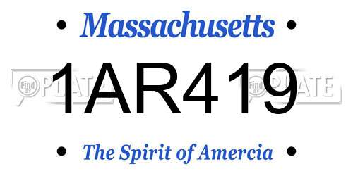 1AR419 Massachusetts License Plate
