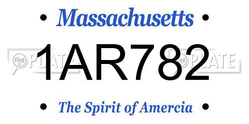 1AR782 Massachusetts License Plate