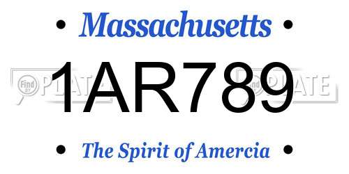 1AR789 Massachusetts License Plate