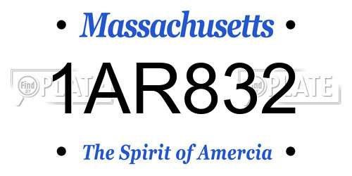 1AR832 Massachusetts License Plate