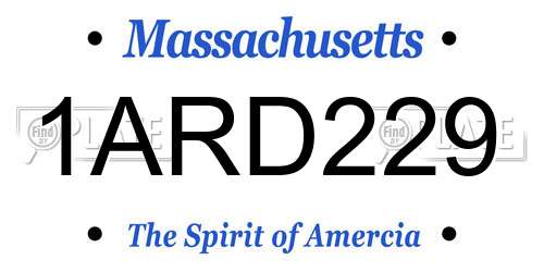 1ARD229 Massachusetts License Plate