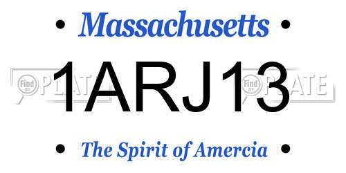 1ARJ13 Massachusetts License Plate