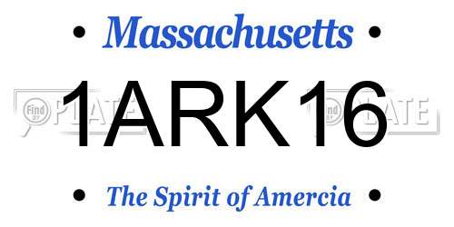 1ARK16 Massachusetts License Plate