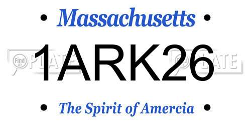 1ARK26 Massachusetts License Plate