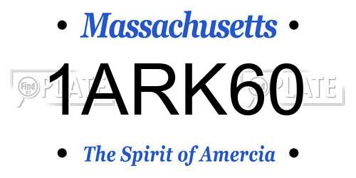 1ARK60 Massachusetts License Plate