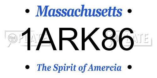 1ARK86 Massachusetts License Plate