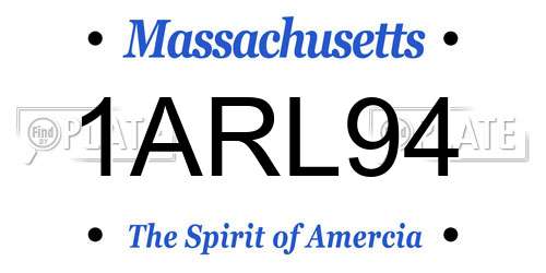 1ARL94 Massachusetts License Plate