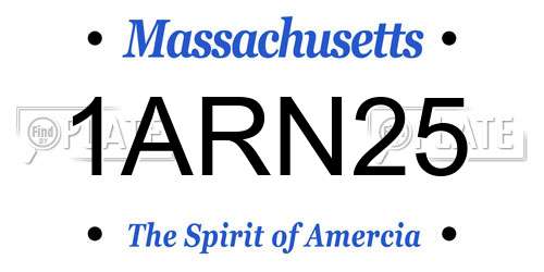 1ARN25 Massachusetts License Plate