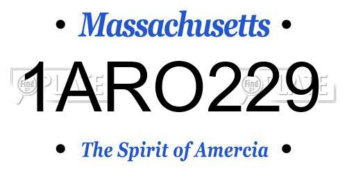 1ARO229 Massachusetts License Plate