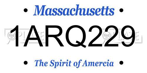 1ARQ229 Massachusetts License Plate