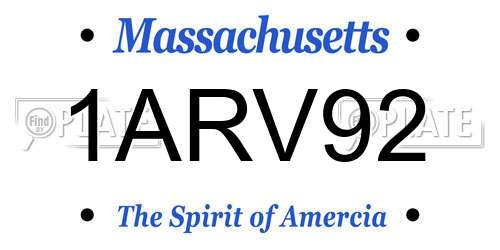 1ARV92 Massachusetts License Plate
