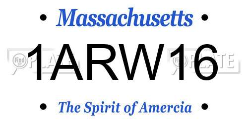 1ARW16 Massachusetts License Plate