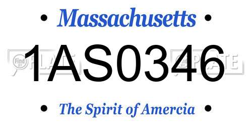 1AS0346 Massachusetts License Plate