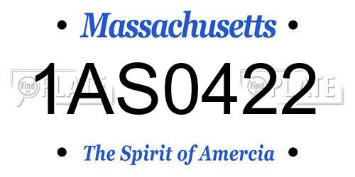 1AS0422 Massachusetts License Plate